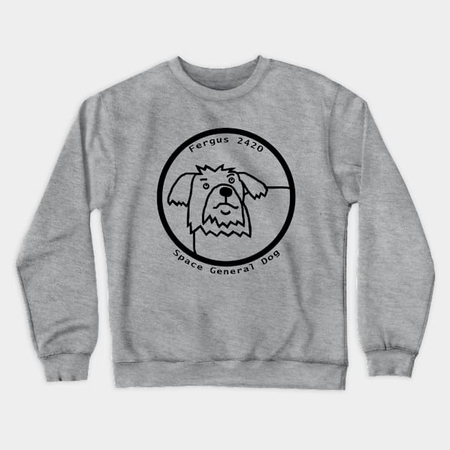 Portrait of Space General Fergus the Dog Outline Crewneck Sweatshirt by ellenhenryart